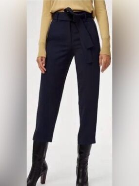Aritzia Wilfred Sz 2 Jallade Black Belted High Waisted Pin Stripes Side Pants